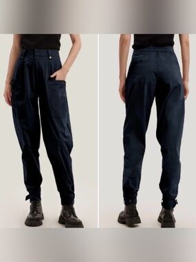 Gentle Herd Women’s S Black Cargo Pocket Taper Cotton Blend Ankle Pants K18